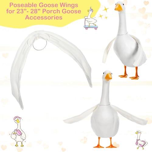 Abbylike Poseable Goose Wings for 23 28 Porch Lawn Goose Outfit Accessories Poseable White Wings for Outdoor Patio Yard Lawn Art Decoration2 PcsFlat Edge - Image 3