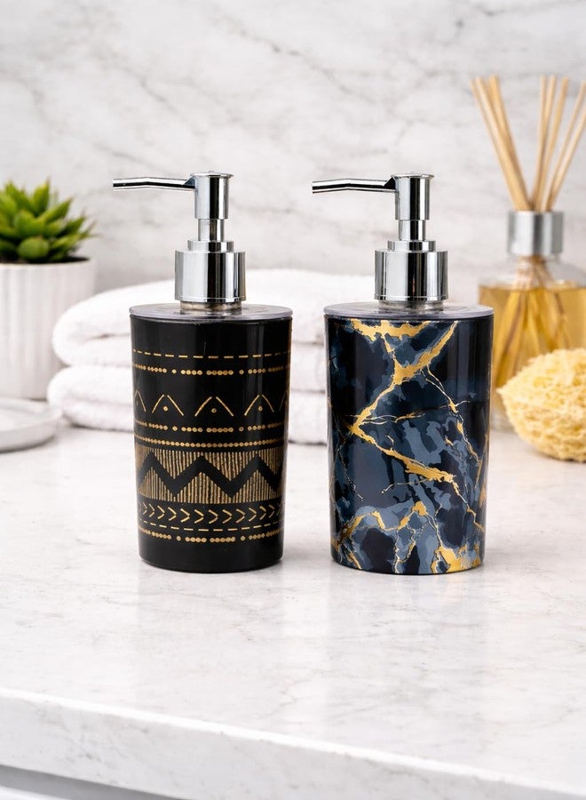 LAGET® Refillable 300 ML Liquid Soap Dispenser Set for Wash Basin Kitchen Sink| Refillable Handwash Dispenser Bottle- Set of 2 (Black Thunder Black Gold Line) - Image 2