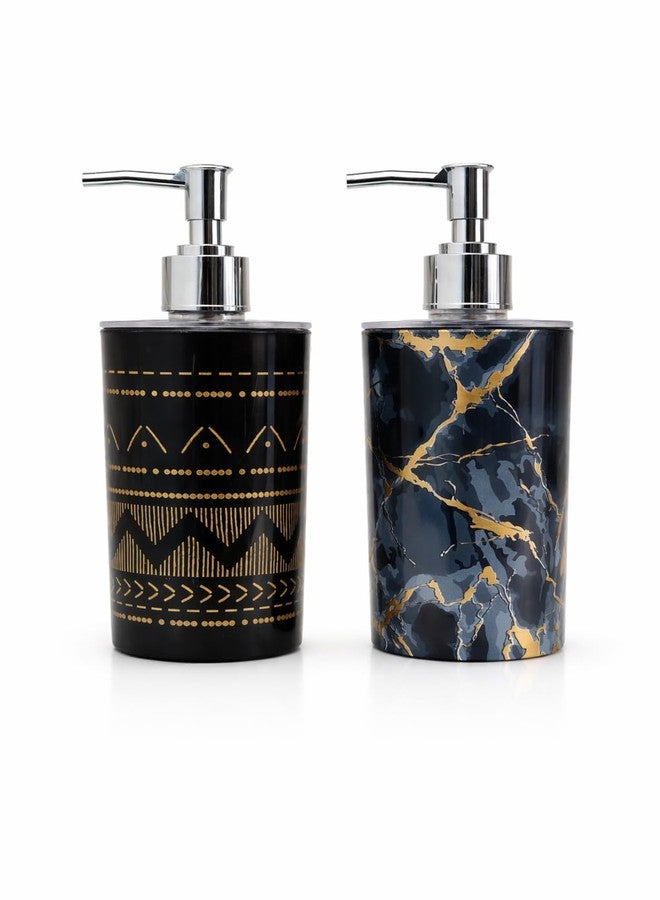 LAGET® Refillable 300 ML Liquid Soap Dispenser Set for Wash Basin Kitchen Sink| Refillable Handwash Dispenser Bottle- Set of 2 (Black Thunder Black Gold Line) - Image 4