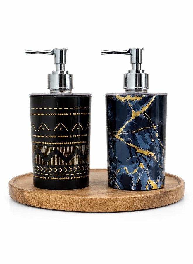LAGET® Refillable 300 ML Liquid Soap Dispenser Set for Wash Basin Kitchen Sink| Refillable Handwash Dispenser Bottle- Set of 2 (Black Thunder Black Gold Line) - Image 3