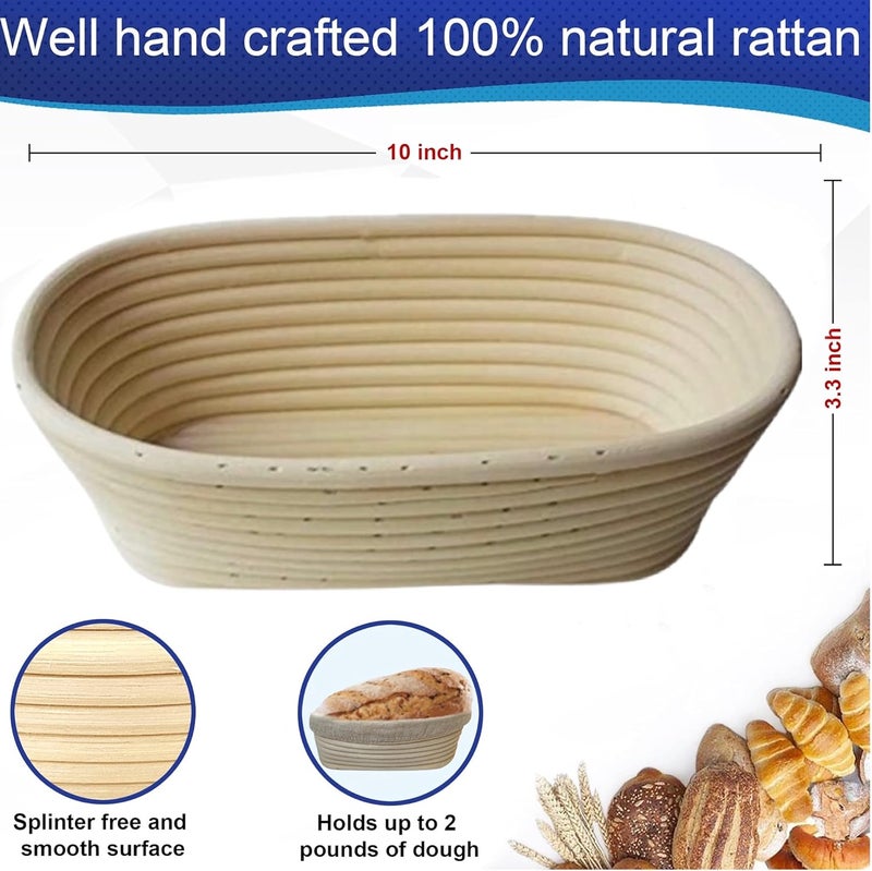 RoEsha 10 Inch Oval Bread Banneton Proofing Basket Set of 2, Sourdough Proofing Basket kit for Artisanal Baking – Bread Making Tools For Professional & Home Bakers (10 inch oval- 2 pack) - Image 2