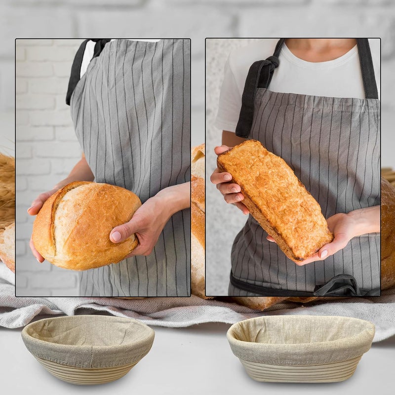 RoEsha 10 Inch Oval Bread Banneton Proofing Basket Set of 2, Sourdough Proofing Basket kit for Artisanal Baking – Bread Making Tools For Professional & Home Bakers (10 inch oval- 2 pack) - Image 5