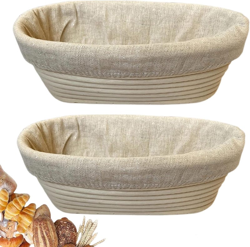 RoEsha 10 Inch Oval Bread Banneton Proofing Basket Set of 2, Sourdough Proofing Basket kit for Artisanal Baking – Bread Making Tools For Professional & Home Bakers (10 inch oval- 2 pack) - Image 1
