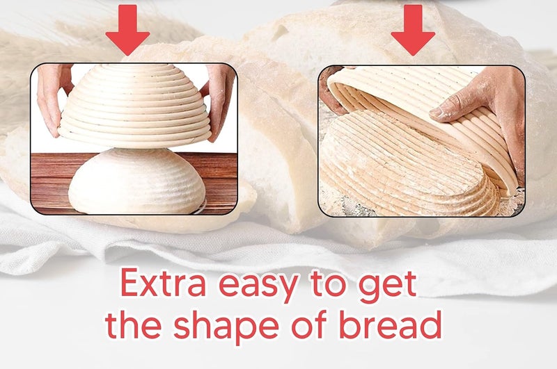 RoEsha 10 Inch Oval Bread Banneton Proofing Basket Set of 2, Sourdough Proofing Basket kit for Artisanal Baking – Bread Making Tools For Professional & Home Bakers (10 inch oval- 2 pack) - Image 4