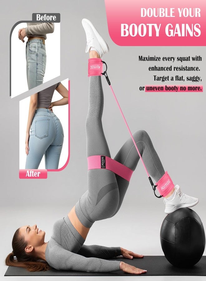 KUTIZE Ankle Resistance Bands with Cuffs & Fabric Resistance Bands Set - Legs & Glutes Workout Equipment for Women & Men, Home Gym Heavy Exercise Bands for Butt, Hip, Yoga, Strength Training, Pilates - Image 3