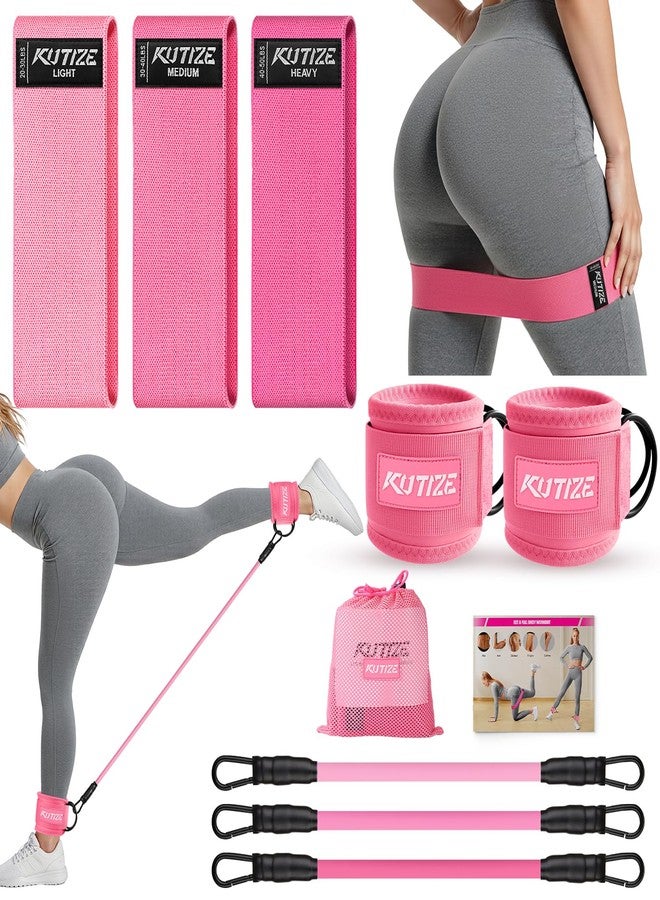 KUTIZE Ankle Resistance Bands with Cuffs & Fabric Resistance Bands Set - Legs & Glutes Workout Equipment for Women & Men, Home Gym Heavy Exercise Bands for Butt, Hip, Yoga, Strength Training, Pilates - Image 1