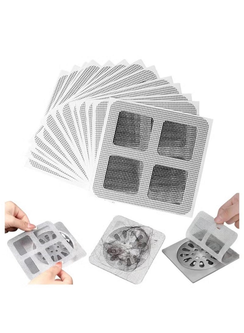 20 Pcs Disposable Hair Drain Catcher Stickers, Anti-Clogging Mesh Strainers，Square Shower Drain Hair Catcher， Mesh Shower Drain Stickers for Bathroom Laundry Bathtub Kitchen - Image 1