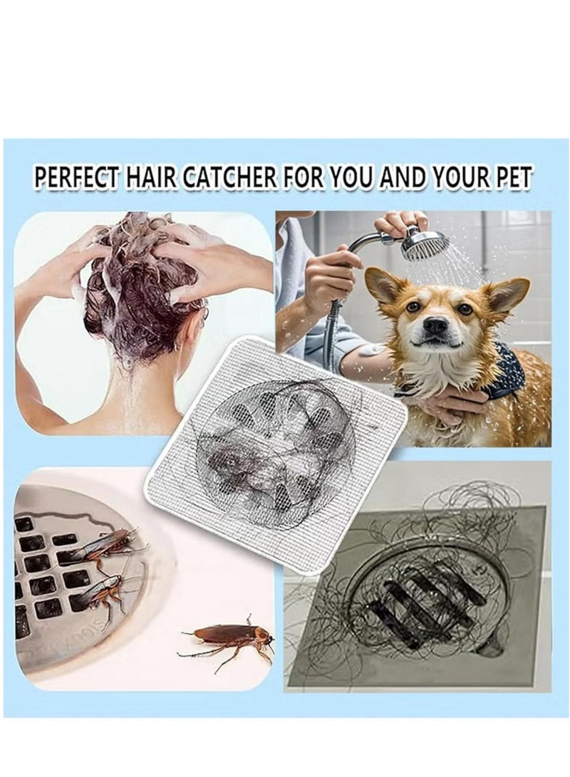 20 Pcs Disposable Hair Drain Catcher Stickers, Anti-Clogging Mesh Strainers，Square Shower Drain Hair Catcher， Mesh Shower Drain Stickers for Bathroom Laundry Bathtub Kitchen - Image 2