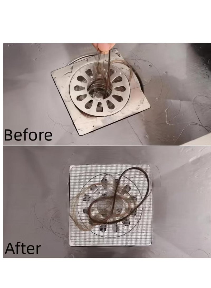 20 Pcs Disposable Hair Drain Catcher Stickers, Anti-Clogging Mesh Strainers，Square Shower Drain Hair Catcher， Mesh Shower Drain Stickers for Bathroom Laundry Bathtub Kitchen - Image 4