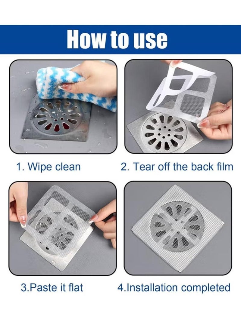 20 Pcs Disposable Hair Drain Catcher Stickers, Anti-Clogging Mesh Strainers，Square Shower Drain Hair Catcher， Mesh Shower Drain Stickers for Bathroom Laundry Bathtub Kitchen - Image 5