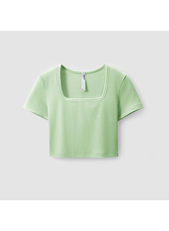 Bananain 501Cool Women'S Square Neck Cool-Touch Stretch Short Sleeve Crop Top - Sweet & Edgy Look - Image 3