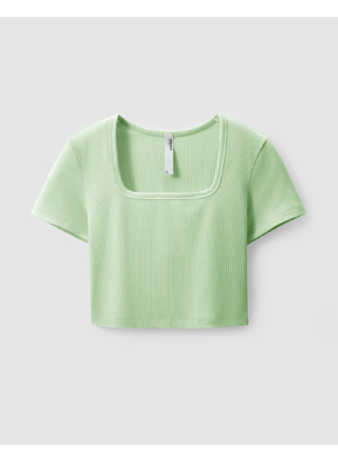 Bananain 501Cool Women'S Square Neck Cool-Touch Stretch Short Sleeve Crop Top - Sweet & Edgy Look - Image 1