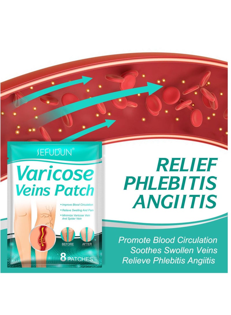 Sefudun 8 قطع من رقع الدوالي لتخفيف التهاب الوريد والتهاب الأوعية الدموية 100% مكونات طبيعية مضافة للقضاء على ظهور الدوالي وعلاج التهاب الوريد للرجال والنساء - Image 5
