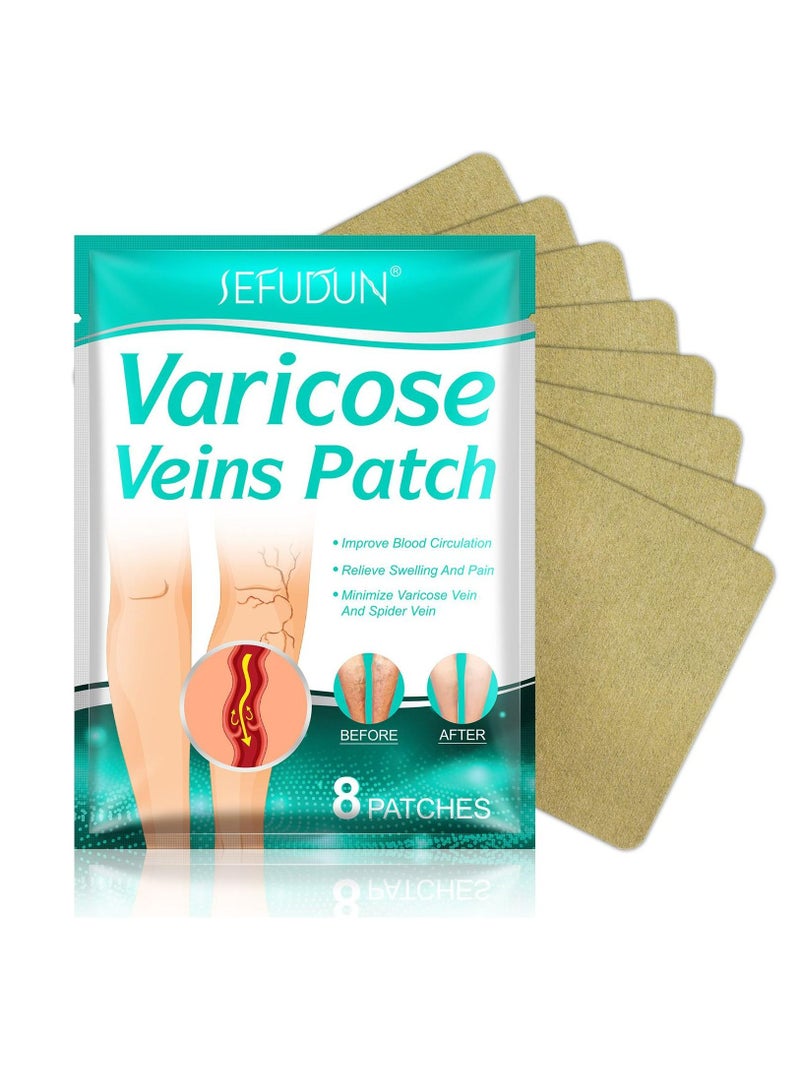 Sefudun 8 قطع من رقع الدوالي لتخفيف التهاب الوريد والتهاب الأوعية الدموية 100% مكونات طبيعية مضافة للقضاء على ظهور الدوالي وعلاج التهاب الوريد للرجال والنساء - Image 1