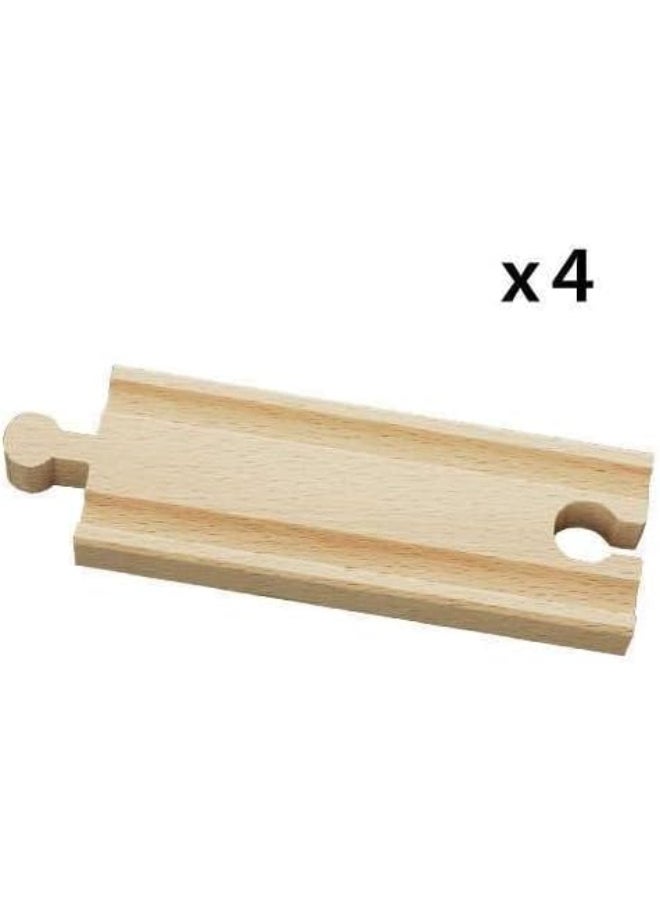 Brio BRIO World 33334 - Premium Short Straight Tracks - 4 Piece Wooden Train Toy Set for Kids | Enhances Motor Skills | FSC-Certified Wood | Compatible with All BRIO Train Sets  - Image 2