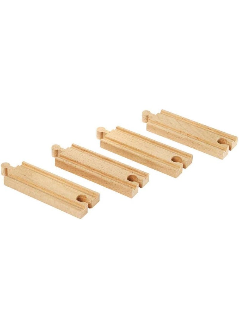 Brio BRIO World 33334 - Premium Short Straight Tracks - 4 Piece Wooden Train Toy Set for Kids | Enhances Motor Skills | FSC-Certified Wood | Compatible with All BRIO Train Sets  - Image 3