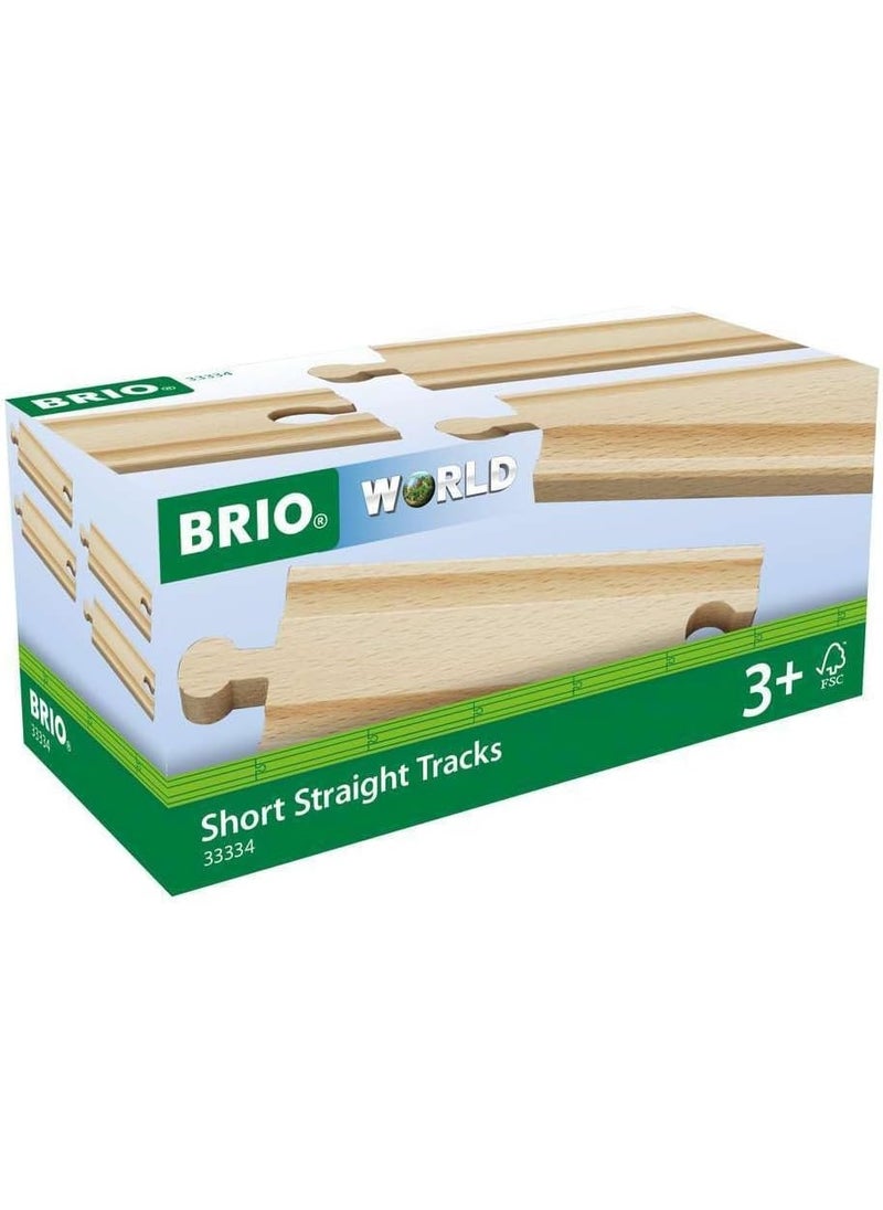 Brio BRIO World 33334 - Premium Short Straight Tracks - 4 Piece Wooden Train Toy Set for Kids | Enhances Motor Skills | FSC-Certified Wood | Compatible with All BRIO Train Sets  - Image 1