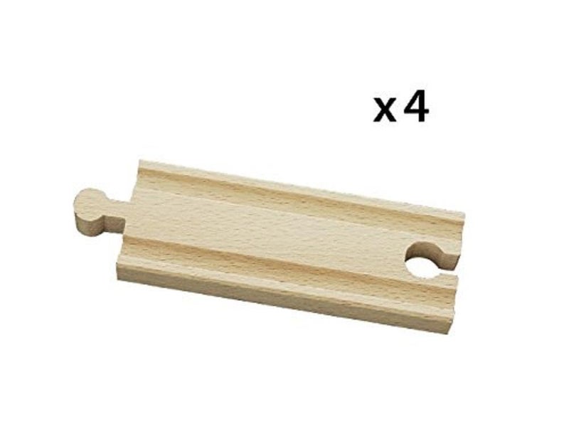 BRIO World 33334 - Premium Short Straight Tracks - 4 Piece Wooden Train Toy Set for Kids | Enhances Motor Skills | FSC-Certified Wood | Compatible with All BRIO Train Sets - Image 3