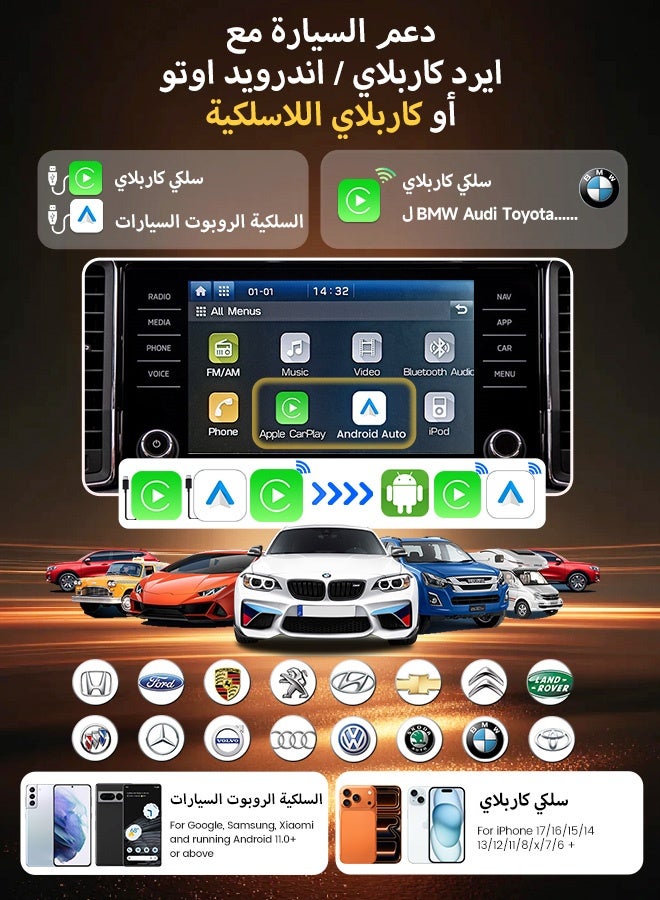كار لينكيت كارلينكيت الترا سيريز 3 5 جرام-لت شبكة سريعة شاشة تعمل باللمس الذكية 5 في 1 ذكي أندرويد 15 كاربلاي صندوق التلفزيون اللاسلكية كاربلاي أندرويد أوتو كوالكوم سم 6350 8 جيجابايت 128 جيجابايت 8 النوى ليوتيوب نيتفليكس فوتا - Image 3