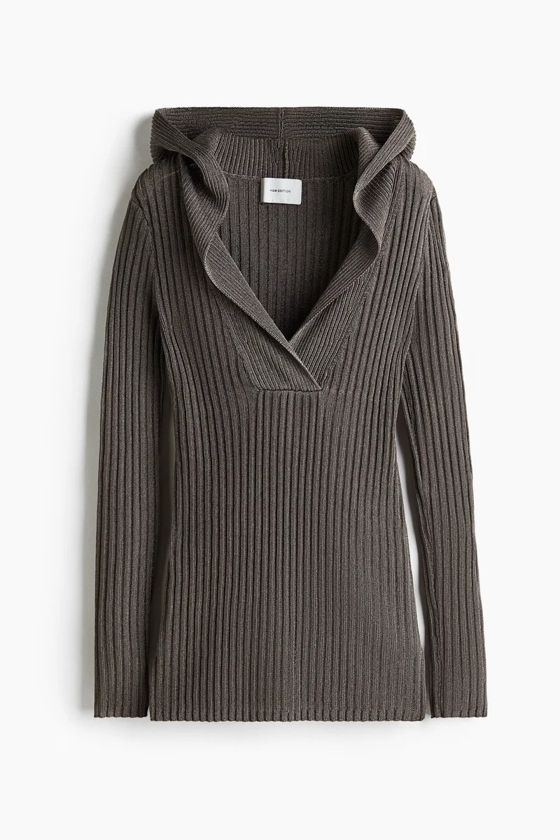 H&M Metallic rib-knit hoodie