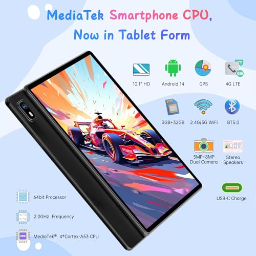 HAOVM Tablet 10 inch 4G SIM Unlocked Android 14 Tablet with SIM Card Slot IPS Touch Screen 20GHz Fast Processor3GB32GBTF Expand24G5GHz WiFi8MP Camera GPS Pink case - Image 3