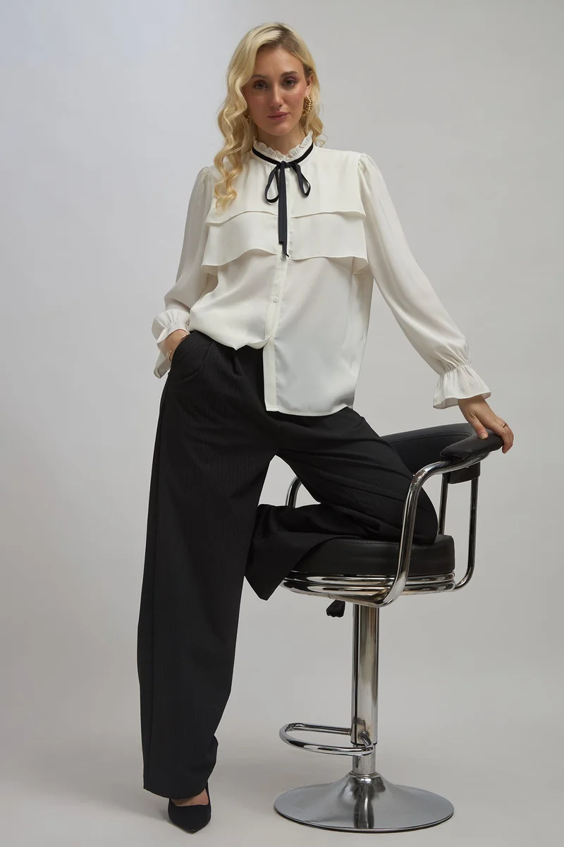 Virgio Virgio Women Rescued Poly Fabric Full Length Stripes Trouser