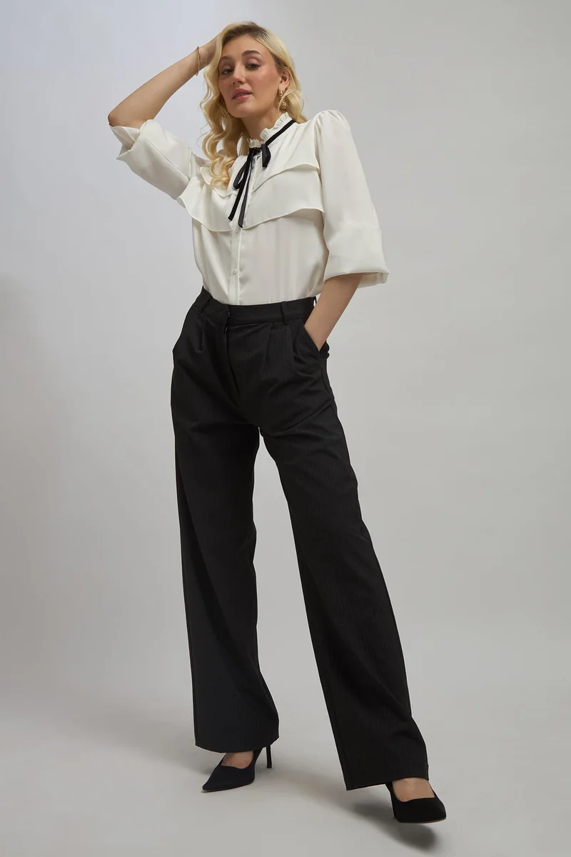 Virgio Virgio Women Rescued Poly Fabric Full Length Stripes Trouser