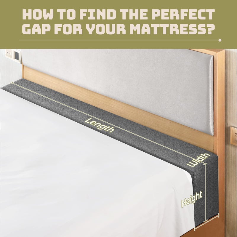 DEEPSHARK Bed Gap Filler for Twin/XL Mattress, High-Density 45D Sponge, Removable and Washable Cover, Mattress Extender Filler for Headboard Gap, Bed Space Crack, Wall(39"Ã—4"Ã—6", Twin/XL) - Image 2