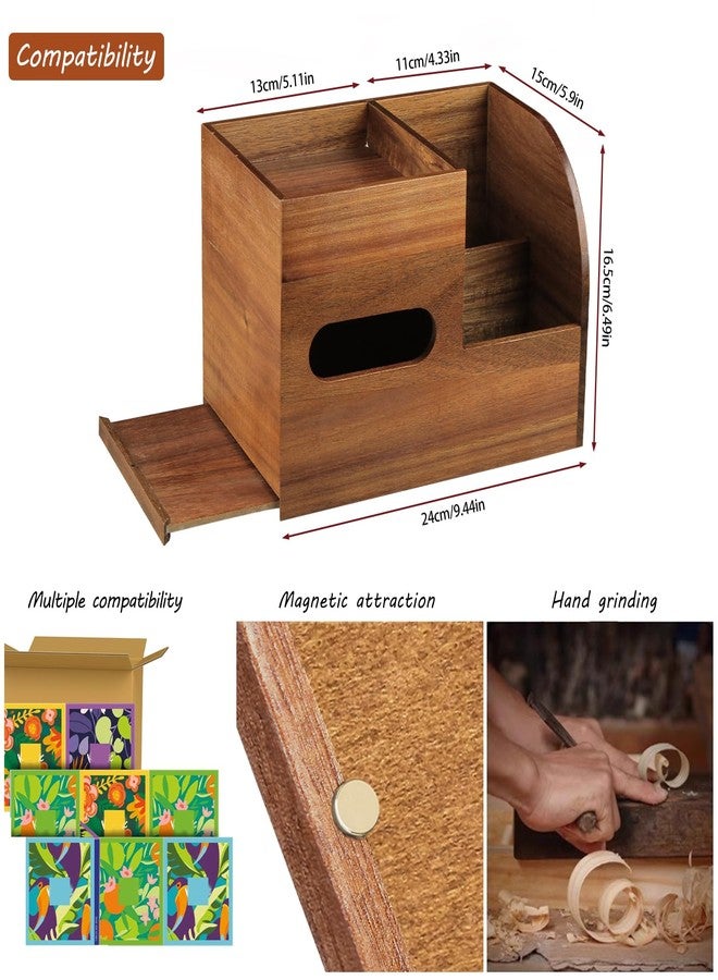 BIBELUN Wood Tissue Box Cover with Storage Tray,Decorative Cube Tissue Box Holder,Modern Facial Paper Organizer with Remote Control Holder for Bathroom,Vanity Countertop,End Table,NightStand,Home,Office - Image 3