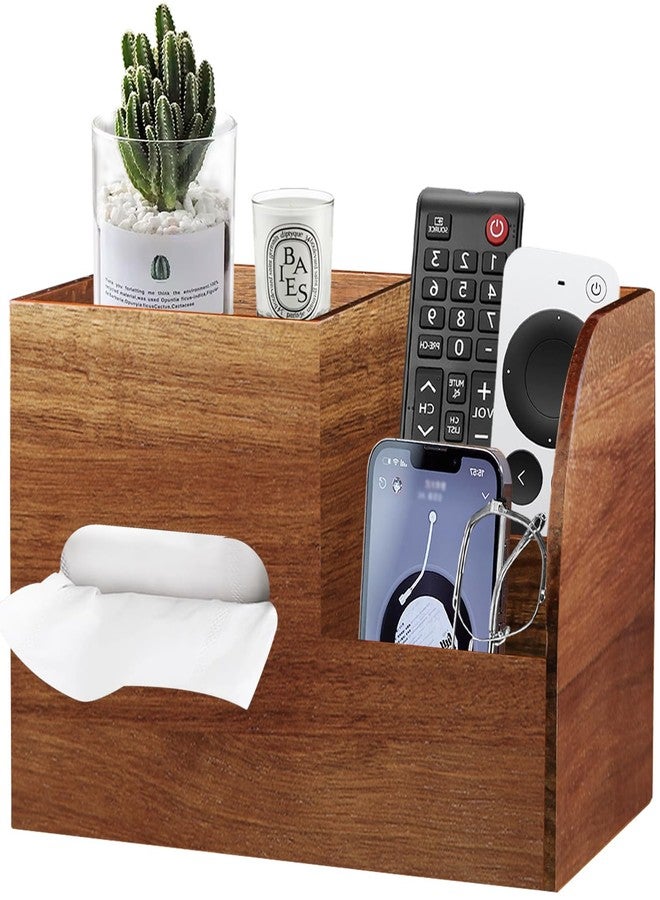 BIBELUN Wood Tissue Box Cover with Storage Tray,Decorative Cube Tissue Box Holder,Modern Facial Paper Organizer with Remote Control Holder for Bathroom,Vanity Countertop,End Table,NightStand,Home,Office - Image 1