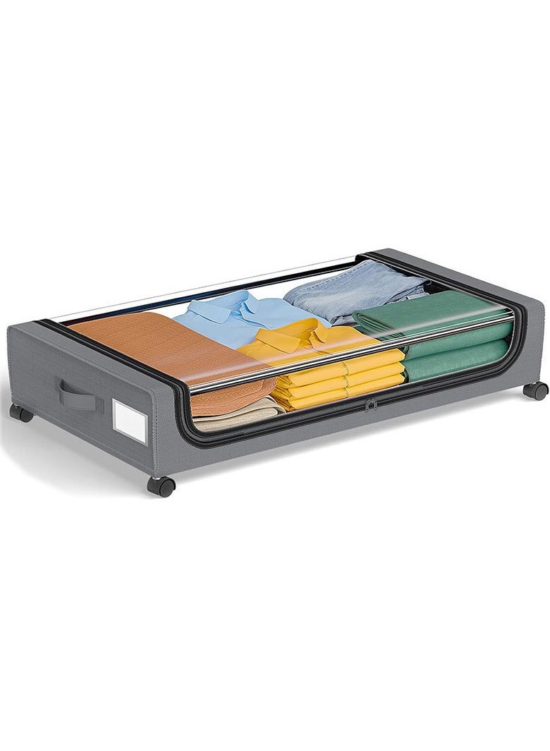 Under Bed Storage Box with Wheels – Metal Rolling Storage Container for Clothes, Bedding & Bedroom Organization - Image 1
