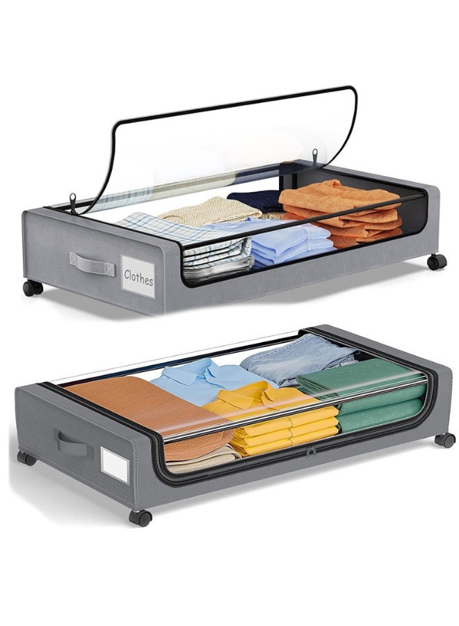 Under Bed Storage Box with Wheels – Metal Rolling Storage Container for Clothes, Bedding & Bedroom Organization - Image 2