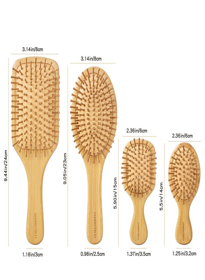 SAMEBUTECO Bamboo Hair Brush Set 4 Styles Paddle Detangling Brushes for Thick, Thin, Curly, and Dry Hair Women and Girls Hair Message Brushes 2 Indoor Used 2 Outdoor Used Travel portable - Image 2
