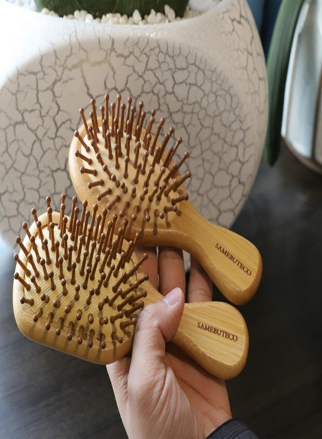 SAMEBUTECO Bamboo Hair Brush Set 4 Styles Paddle Detangling Brushes for Thick, Thin, Curly, and Dry Hair Women and Girls Hair Message Brushes 2 Indoor Used 2 Outdoor Used Travel portable - Image 5