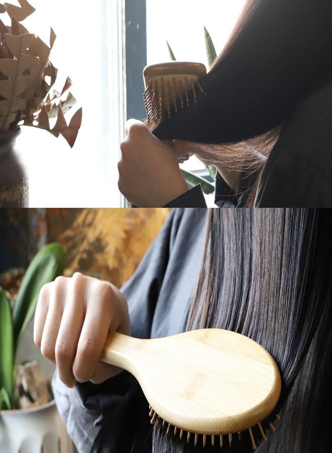 SAMEBUTECO Bamboo Hair Brush Set 4 Styles Paddle Detangling Brushes for Thick, Thin, Curly, and Dry Hair Women and Girls Hair Message Brushes 2 Indoor Used 2 Outdoor Used Travel portable - Image 4