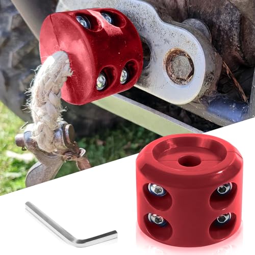 Couslcd Car Rubber Winch Stopper for Cable Hook, Silicone Cable Saver Hook Stopper Line for ATV UTV Truck, Prevent Pulling Bounce, Shock Absorber with Allen Wrench, Quick Installation Tool (Red) - Image 1
