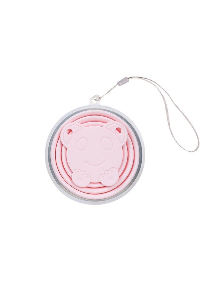 Generic - Silicone Folding Cup Factory Wholesale Daily Necessities Silicone Retractable Cup Outdoor Portable Small Size Cartoon Water Cup-Color:Purple-Capacity:270ml-bear Head Cup Pearl Bag - Image 1