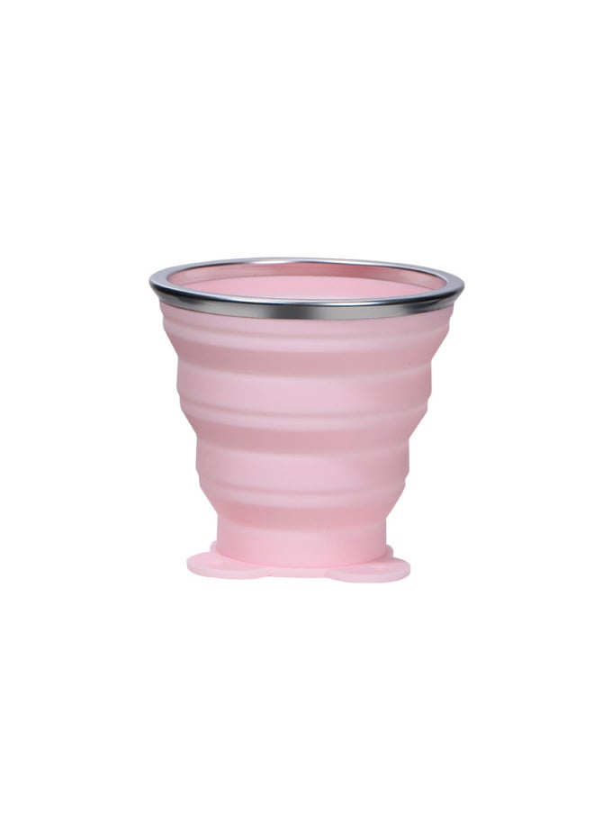 Generic - Silicone Folding Cup Factory Wholesale Daily Necessities Silicone Retractable Cup Outdoor Portable Small Size Cartoon Water Cup-Color:Purple-Capacity:270ml-bear Head Cup Pearl Bag - Image 1