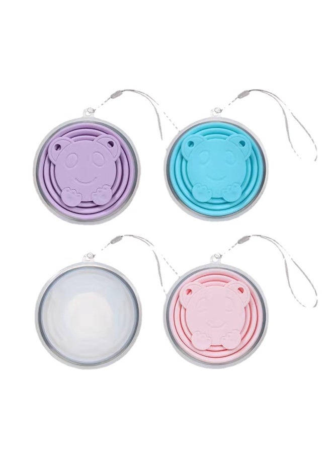 Generic - Silicone Folding Cup Factory Wholesale Daily Necessities Silicone Retractable Cup Outdoor Portable Small Size Cartoon Water Cup-Color:Purple-Capacity:270ml-bear Head Cup Pearl Bag - Image 1