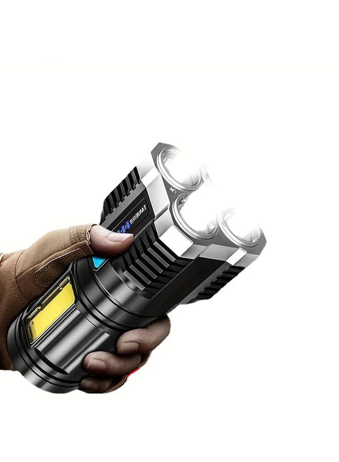 2pcs Black USB Rechargeable LED Flashlights Portable Camping Hiking Emergency Light - Image 5