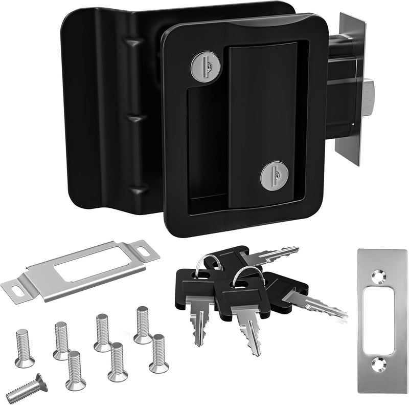 Leisure Locks RV Travel Trailer Entry Door Polar Black Paddle Deadbolt - Image 1