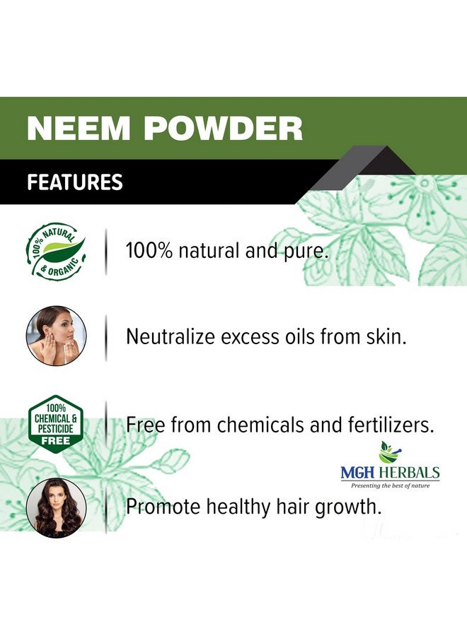 MGH Herbals 100% Natural Neem Powder Ideal For Face, Skin And Hair (200 Grams) | Anti-Pimple And Anti-Bacterial | Chemical Free Hair Cleanser For Healthy Hair And Skin  - Image 2