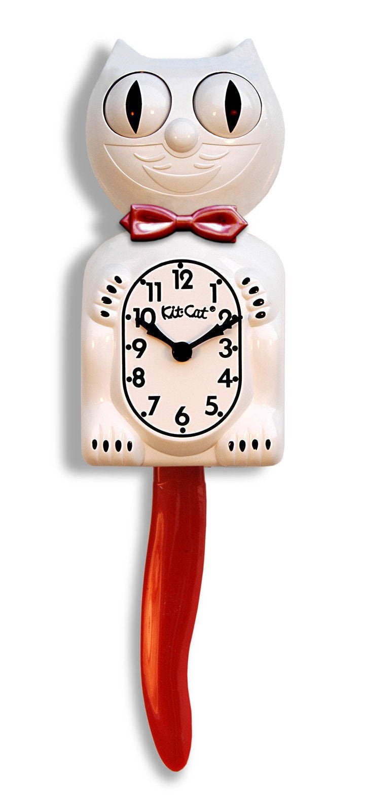 Kit-Cat Clock Limited Edition Candy Cane Red - Iconic Retro Cat Clock With Moving Eyes And Tail  Battery Operated Wall Clock  Made In Usa  Perfect For Home Decor Mid-Century Modern Clock Unique Gift