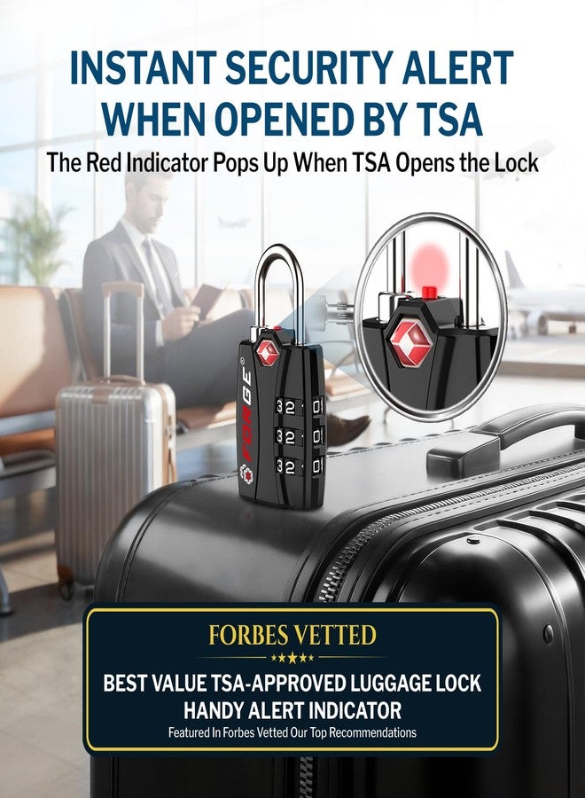 Forge Luggage Locks TSA Approved 4 Pack 4 Colors, Small Combination Lock with Zinc Alloy Body, Open Alert, Easy Read Dials, for Travel Suitcase, Bag, Backpack, Lockers. - Image 2