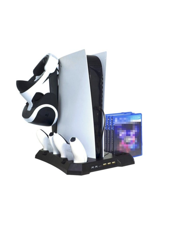 Pretocter - Multi-function Cooling Base for PlayStation 5, Ultra-thin ,Vertical Cooling Fan Station, Dual Control Charger, Multi-game Slots(White) - Image 1