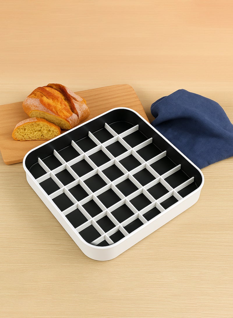 ULHYC Basbousa Baking Pan with Slicer White Nonstick Durable Kitchen Bakeware for Home Use and Everyday Baking - Image 4