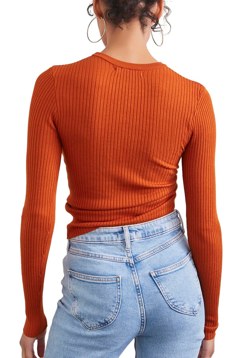 Forever 21 Ribbed Ruched Drawstring Sweater Ginger Small - Image 4