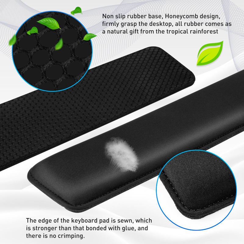 Yolanda Keyboard Wrist Rest/Pad - Cooling Gel - Stitched Edges - Keyboard Accessory,Ergonomic,Black - Image 3