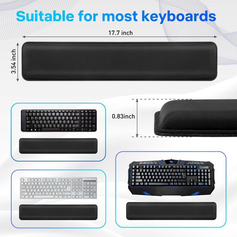Yolanda Keyboard Wrist Rest/Pad - Cooling Gel - Stitched Edges - Keyboard Accessory,Ergonomic,Black - Image 5