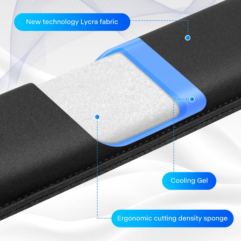 Yolanda Keyboard Wrist Rest/Pad - Cooling Gel - Stitched Edges - Keyboard Accessory,Ergonomic,Black - Image 2